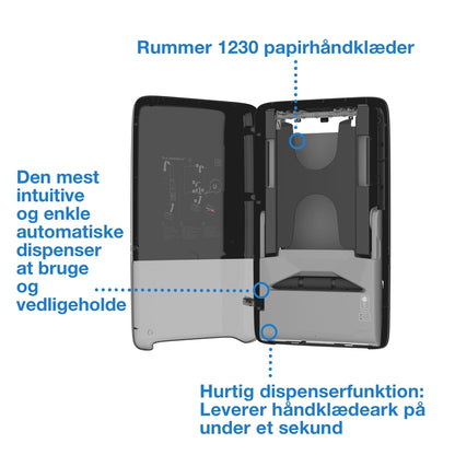 Papirhåndklæde dispenser, Tork, H5, Peakserve Automatic, sort, 1 stk