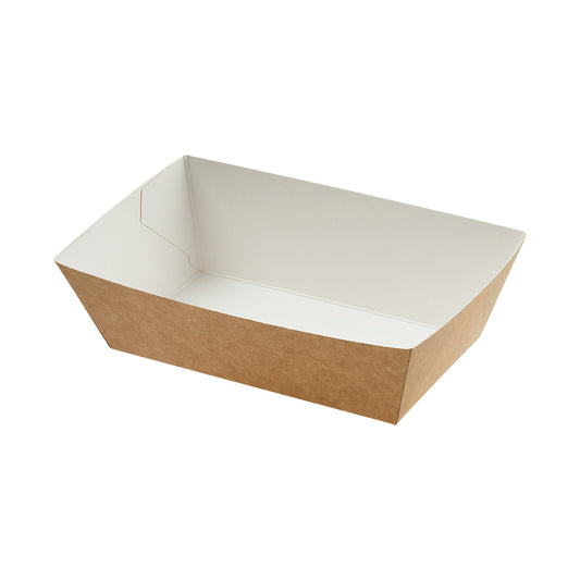 Pommes frites bakke, Food Line, Nr. 2, 145x80x53mm, Pap, brun/hvid, pakke a 100 stk
