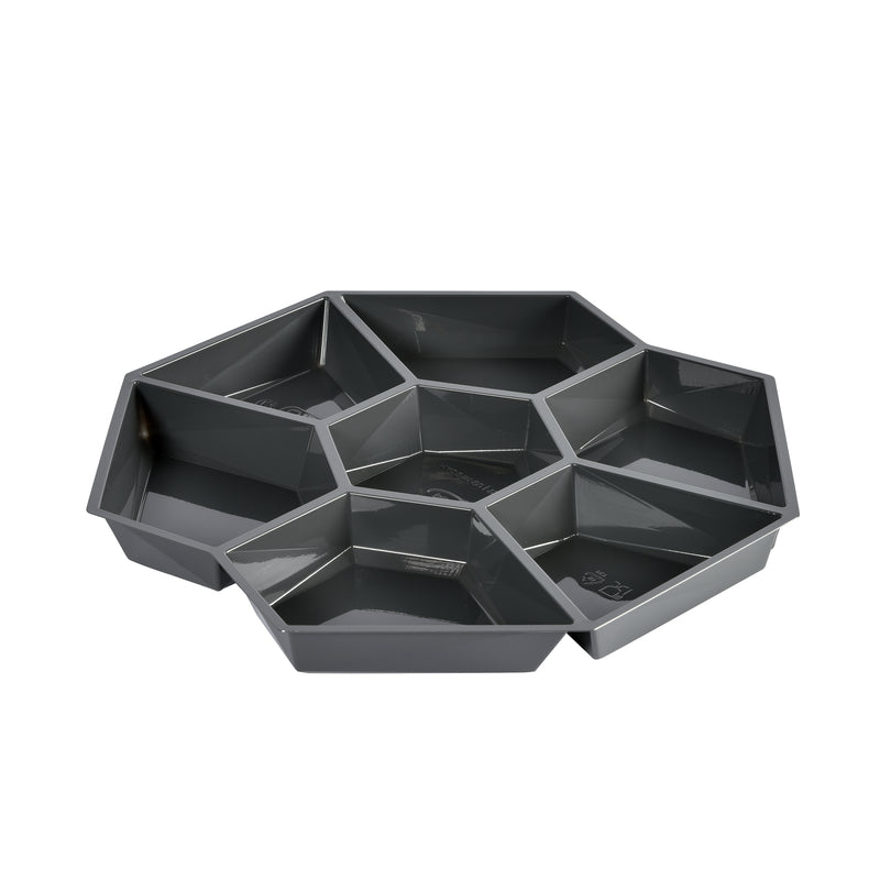 Indsats t/plastbakke, Duni Octaview, 7-rums, 283x283x25mm, A-PET, grå, karton a 320 stk