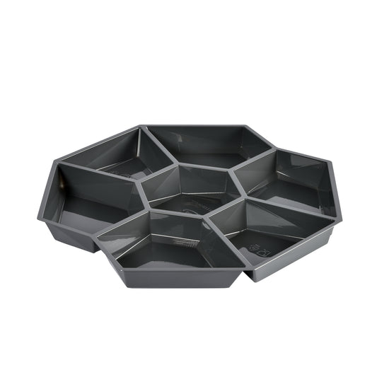 Indsats t/plastbakke, Duni Octaview, 7-rums, 283x283x25mm, A-PET, grå, karton a 320 stk