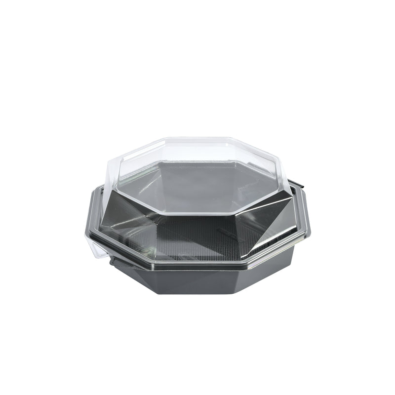 Plastbakke, Duni Octaview, m/hængslet låg, 850 ml, 190x190x80mm, A-PET, grå, karton a 280 stk