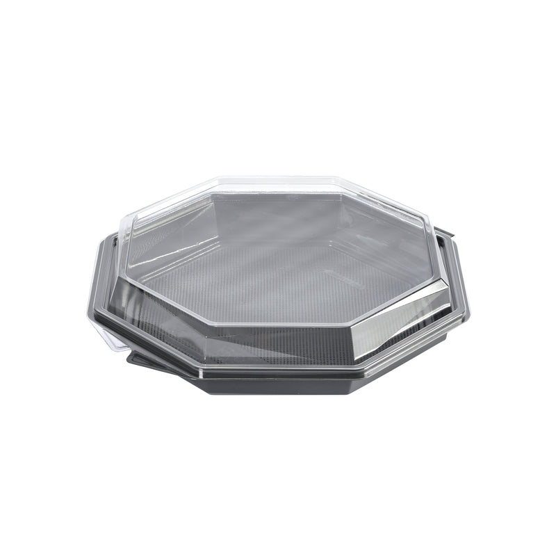 Plastbakke, Duni Octaview, m/hængslet låg, 1000 ml, 230x230x50mm, A-PET, grå, karton a 192 stk