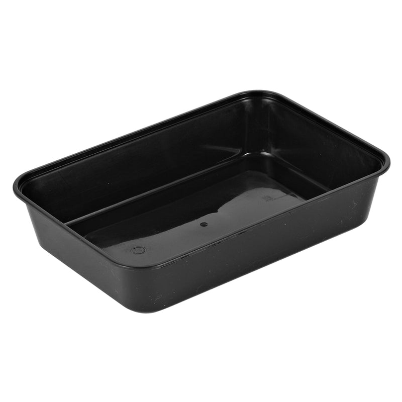 Plastbakke, 500ml, Firkantet, 175x120x35mm, PP, sort, Til mikroovn, karton a 500 stk