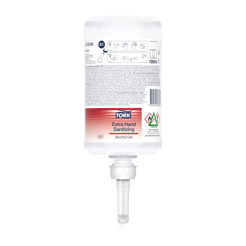 Hånddesinfektion, Tork, S1, Extra Hand Sanitizing Gel, 1 l, pakke a 6 stk