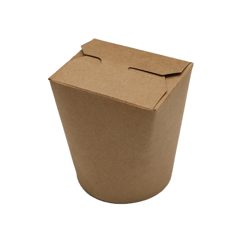 Take away box, Rund, Ø 95, højde 95, Karton, brun, For noodles, pakke a 50 stk, 750 ml, Fødevaregodkendt
