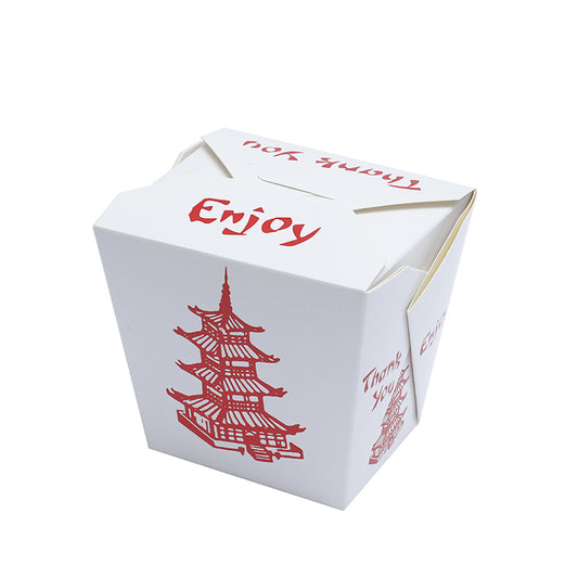 Take away box, 750 ml, 93x93x100mm, Karton, hvid, For noodles, pakke a 50 stk