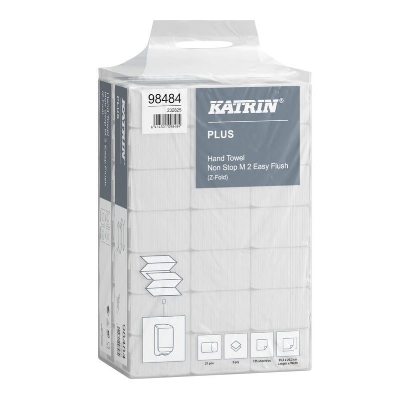 Papirhåndklæder ark, Katrin, Easy Flush, hvid, 203mmx255mm, kasse a 2835 ark