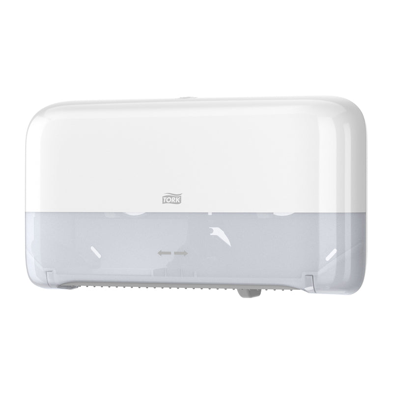 Toiletpapirdispenser ruller, Tork, T2 Mini Twin, hvid, 432mmx146mm x 275mm