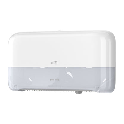 Toiletpapirdispenser ruller, Tork, T2 Mini Twin, hvid, 432mmx146mm x 275mm