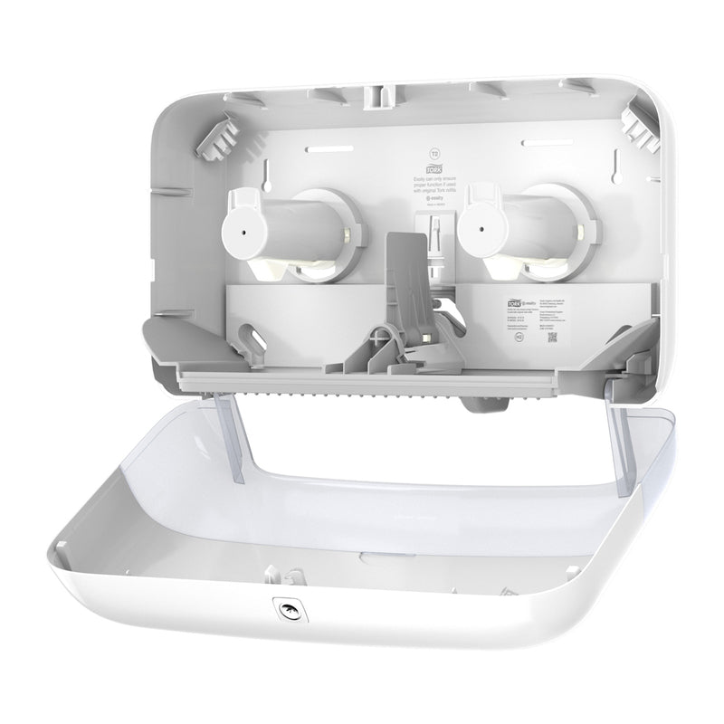 Toiletpapirdispenser ruller, Tork, T2 Mini Twin, hvid, 432mmx146mm x 275mm