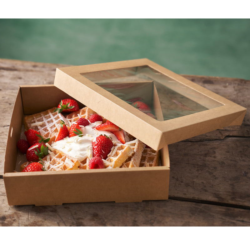 Låg t/catering tray, Duni, 229x228x30mm, Cardboard/PLA, brun, lille, karton a 100 stk