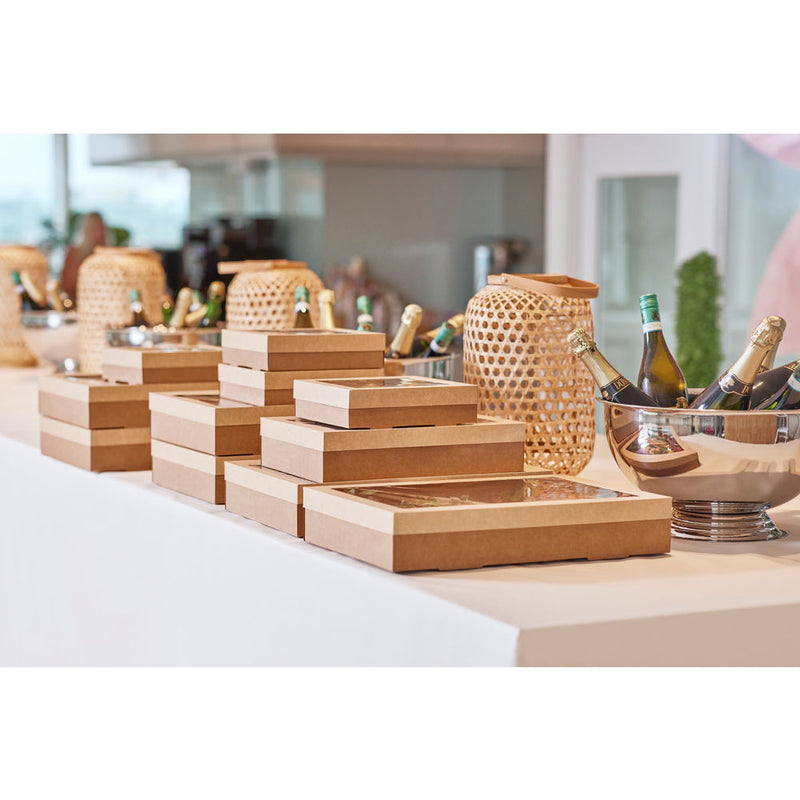 Låg t/catering tray, Duni, 229x228x30mm, Cardboard/PLA, brun, lille, karton a 100 stk