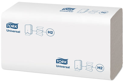 Papirhåndklæder ark, Tork, Universal, H2, 1 lag, ubleget, 196mmx255mm, 5040 stk, FSC Recycled Credit