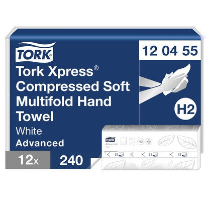 Papirhåndklæder ark, Tork, Advanced, H2, 2 lag, hvid, 212mmx242mm, karton a 2880 stk, FSC Recycled Credit