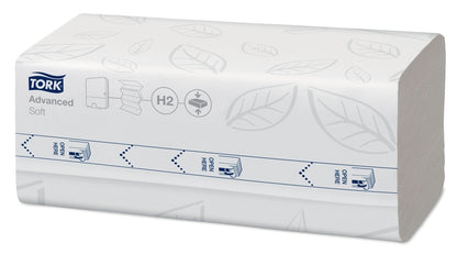 Papirhåndklæder ark, Tork, Advanced, H2, 2 lag, hvid, 212mmx242mm, karton a 2880 stk, FSC Recycled Credit