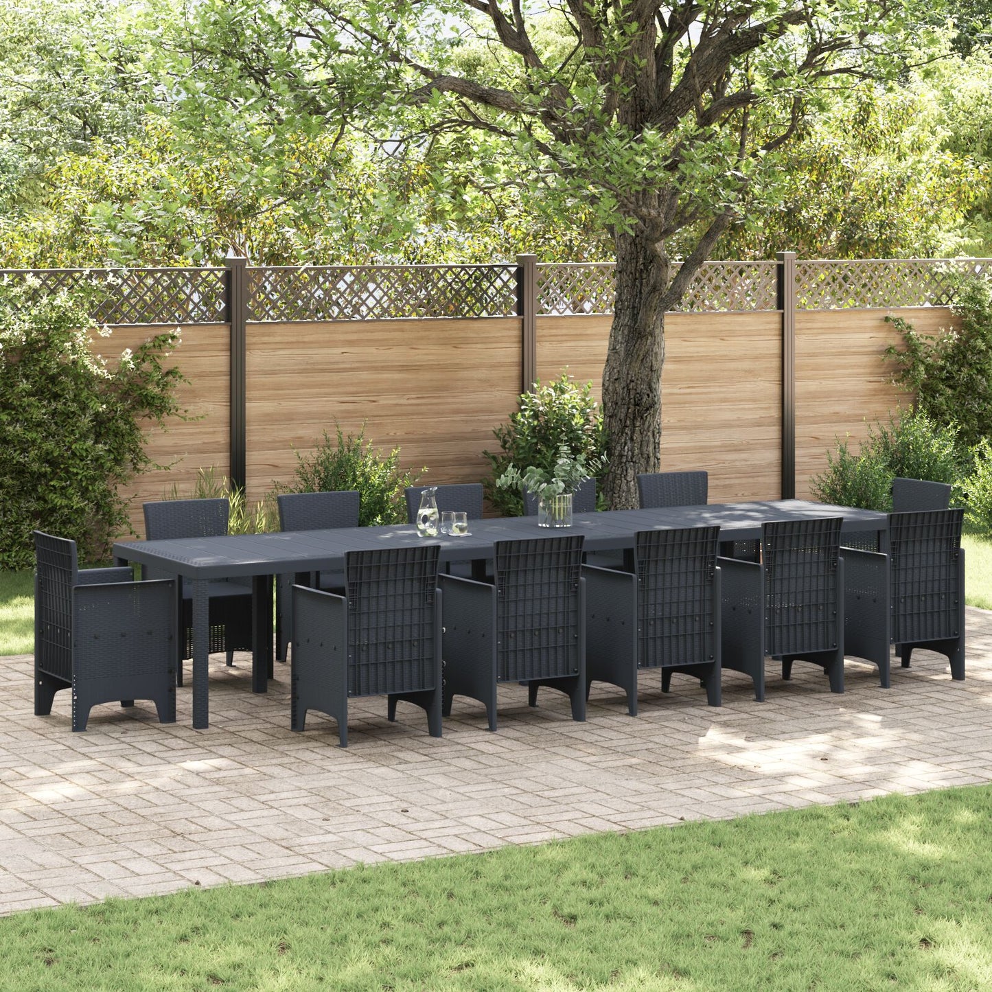 Havebord Antracit 400x100x73 cm Poly Rattan, vidaXL Havebord Antracit 250x100x73 cm Poly Rattan, vidaXL Havebord Antracit 150x100x73 cm Poly Rattan