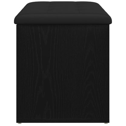 Opbevaringsbænk Sort Eg 80x40x45 cm Ingeniørtræ