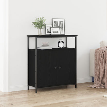 Væghængt Skab Sort Eg 69,5x34x90 cm Konstrueret Træ
