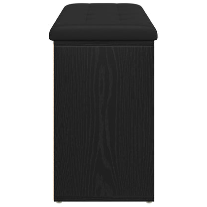 Opbevaringsbænk Sort Eg 100x30x48 cm Komprimeret Træ