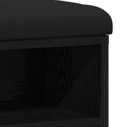 Opbevaringsbænk Sort Eg 100x30x48 cm Konstrueret Træ