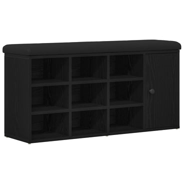 Opbevaringsbænk Sort Eg 100x30x48 cm Komprimeret Træ
