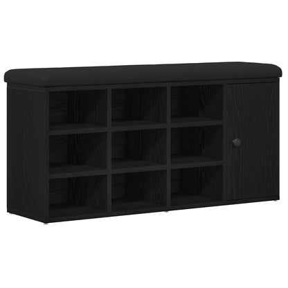 Opbevaringsbænk Sort Eg 100x30x48 cm Komprimeret Træ