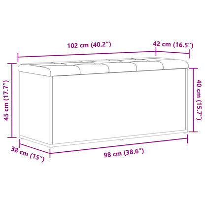 Opbevaringsbænk Sort Eg 100x40x45 cm Ingeniørtræ