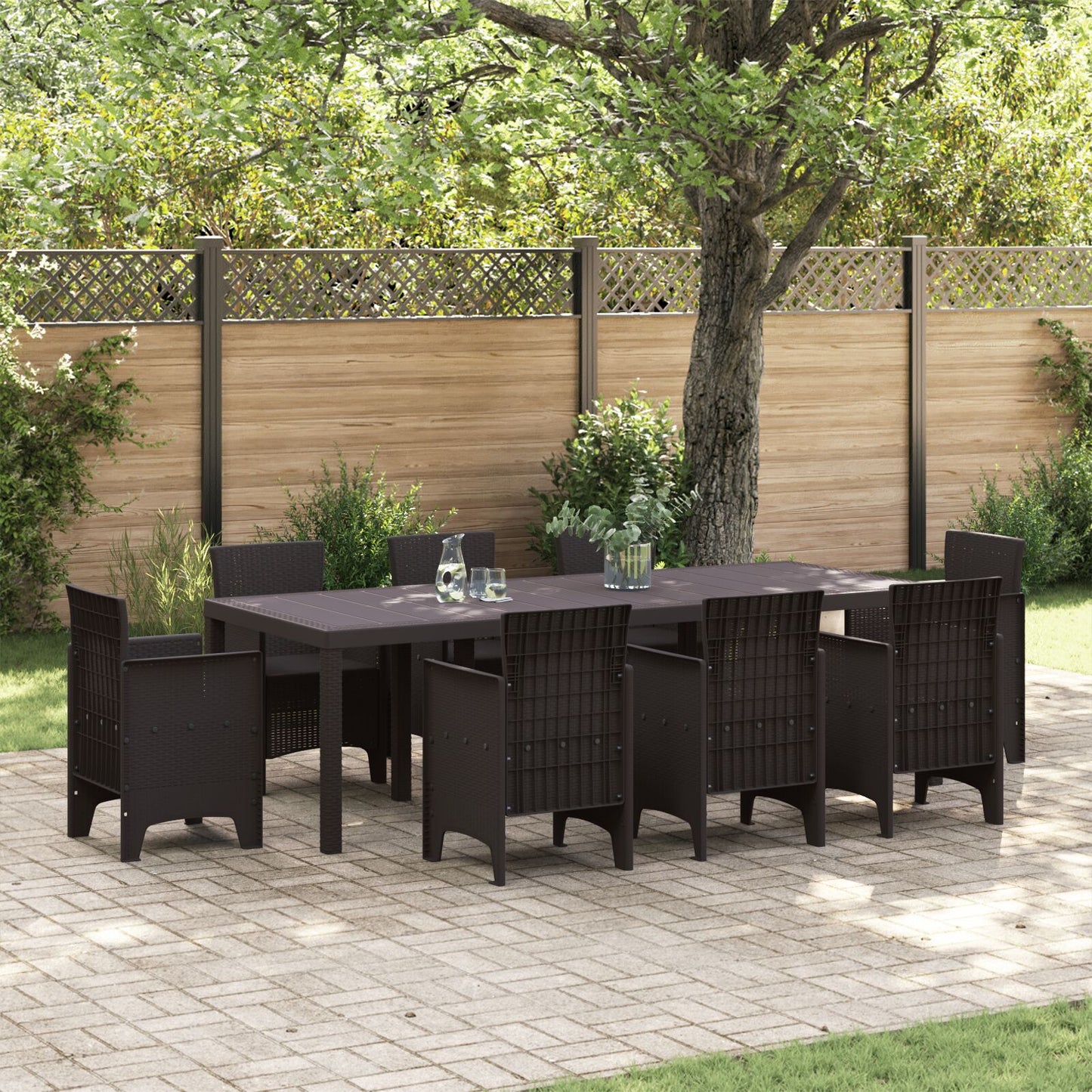 Havebord Brunt 250x100x73 cm Poly Rattan, vidaXL Havebord Brunt 100x100x73 cm Poly Rattan, vidaXL Havebord Brunt 150x100x73 cm Poly Rattan