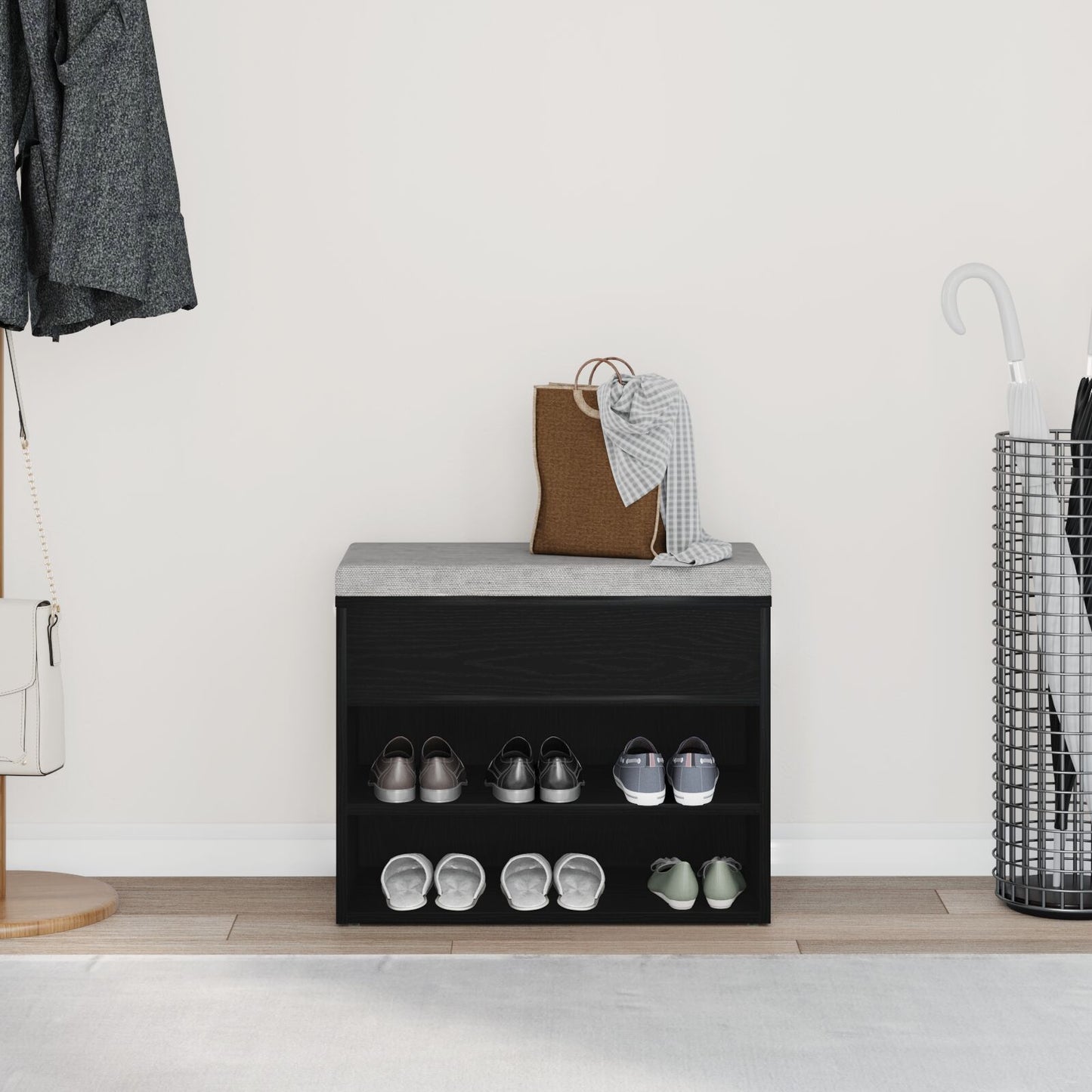 Hallbænk Sort Eg 60x30x45 cm Udført i Træ