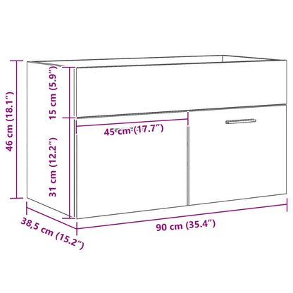 Badeværelsesskabe Sort Eg 90x38,5x46 cm Konstrueret træ