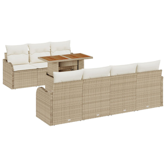 8-Personers Havesofa Sæt med Puder Beige Poly Rattan, vidaXL 2-personers Havesofa med Opbevaring & Puder Beige Poly Rattan
