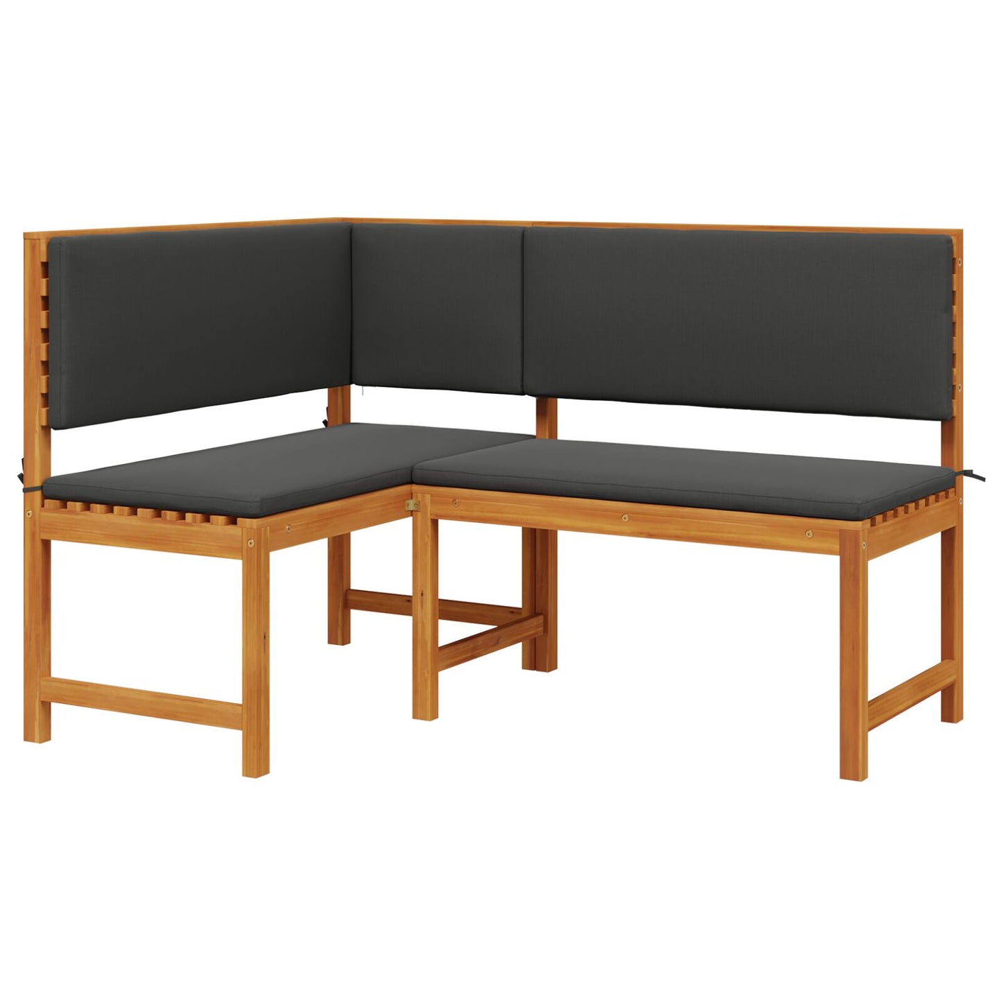 Havnehjørnebænk med puder 140x100x91 cm Solid akacietræ