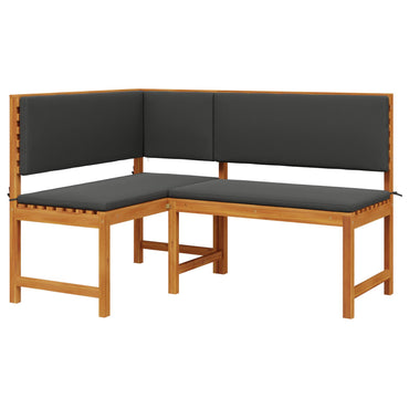 Havnehjørnebænk med puder 140x100x91 cm Solid akacietræ