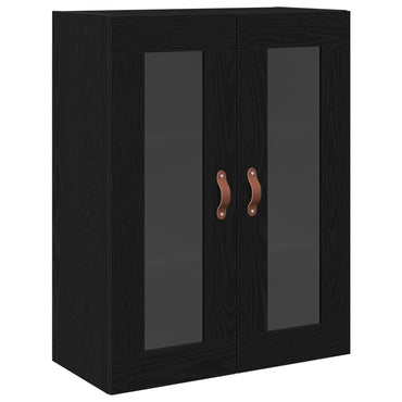 Væghængt Skab med Glasdøre Sort Eg 69,5x34x90 cm