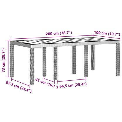 Havebord Antracit 200x100x73 cm Poly Rattan