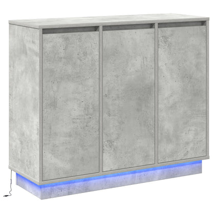 Skab med LED i betongrå 90x32x75 cm lavet af konstrueret træ