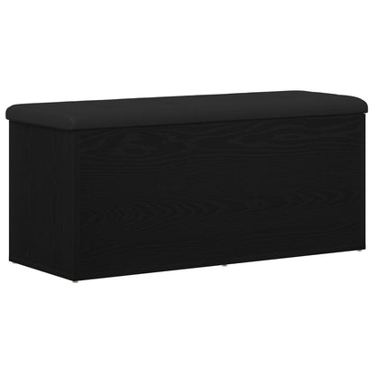 Opbevaringsbænk Sort Eg 100x40x45 cm Ingeniørtræ