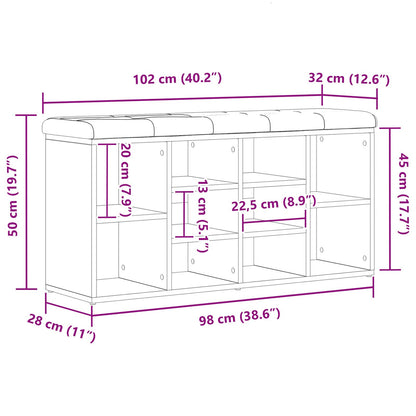 Opbevaringsbænk Sort Eg 100x30x48 cm Konstrueret Træ