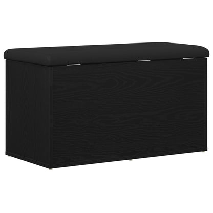 Opbevaringsbænk Sort Eg 80x40x45 cm Ingeniørtræ