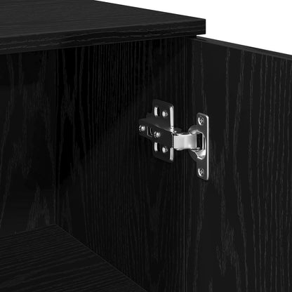 Badeværelsesskab Sort Eg 30x30x190 cm Ingeniørtræ