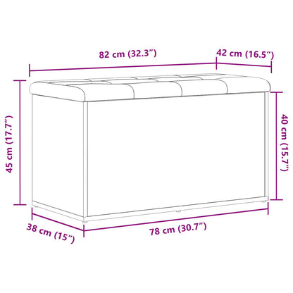 Opbevaringsbænk Sort Eg 80x40x45 cm Ingeniørtræ