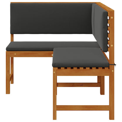 Havnehjørnebænk med puder 140x100x91 cm Solid akacietræ