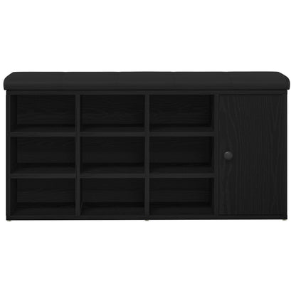 Opbevaringsbænk Sort Eg 100x30x48 cm Komprimeret Træ
