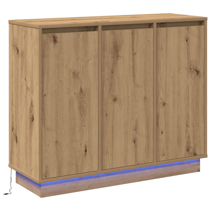 Skabsbord med LED i Artisan Eg 90x32x75 cm Ingeniørtræ