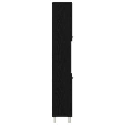 Badeværelsesskab Sort Eg 30x30x179 cm Lavet af Træ