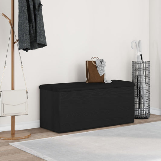 Opbevaringsbænk Sort Eg 100x40x45 cm Ingeniørtræ