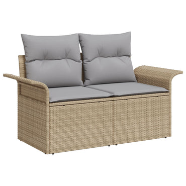 6-delt havesofa sæt med puder beige poly rattan, vidaXL 2-personers havesofa med opbevaring & puder beige poly rattan