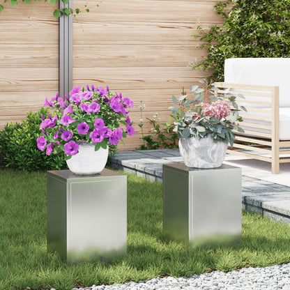 Udendørs Planteborde Stang 2 stk 24x24x35 cm Galvaniseret Stål