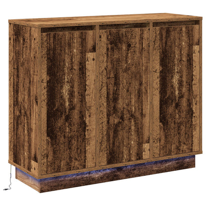 Skab med LED i gammelt træ 90x32x75 cm lavet af træ