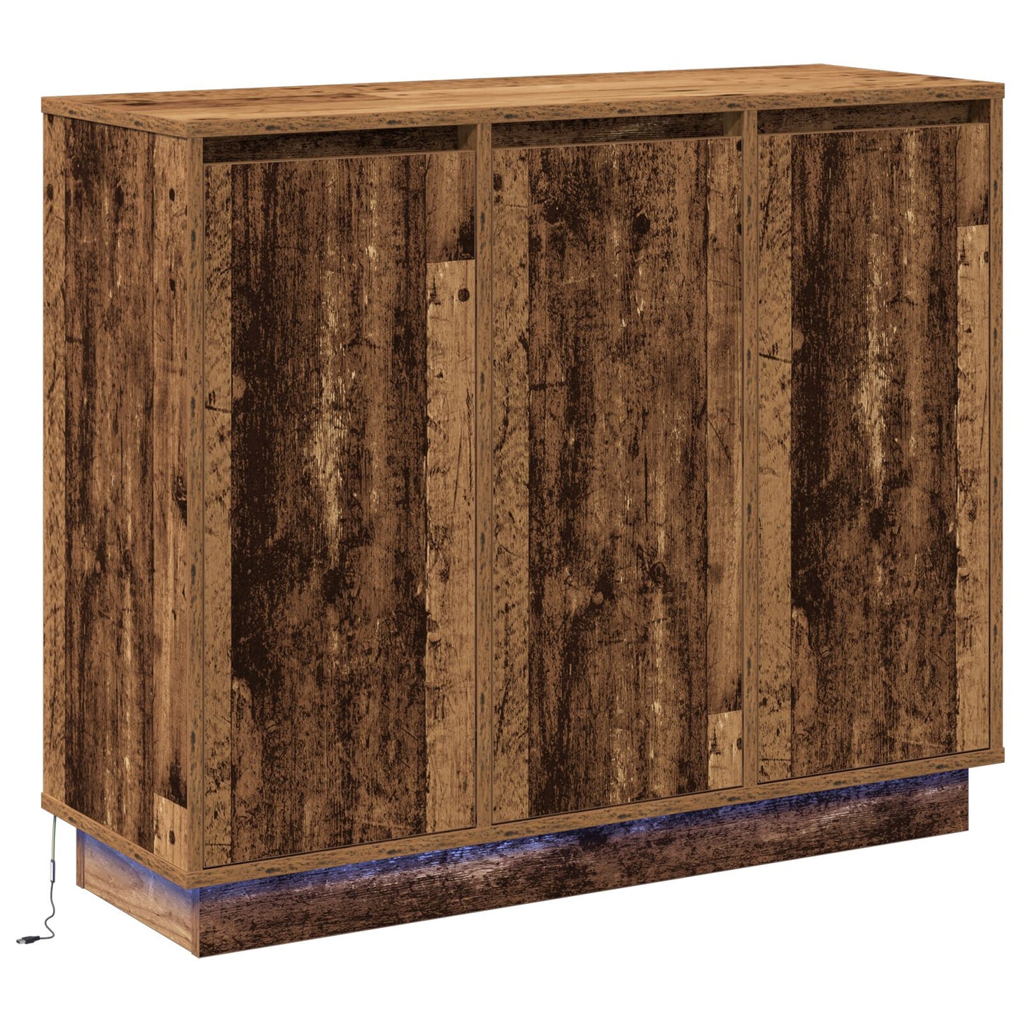 Skab med LED i gammelt træ 90x32x75 cm lavet af træ